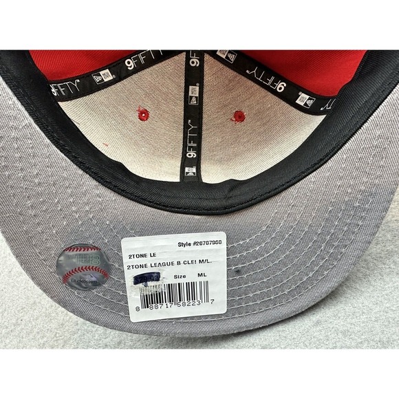 CLEVELAND INDIANS(GUARDIANS) NEW ERA 9/FIFTY HAT/CAP SNAP BACK RED/WHITE STITCH - Picture 5 of 6